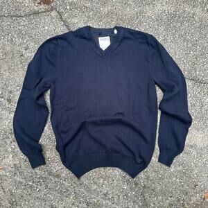 Classic preppy old money style Navy blue Esprit sweater with elbow pads